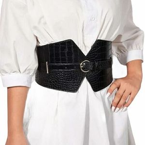 Elegant Black Croc-Embossed Women's Belt